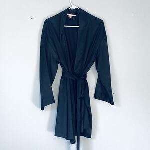 Victorias Secret Satin Robe Black Short Kimono One Size Long Sleeve Lingerie
